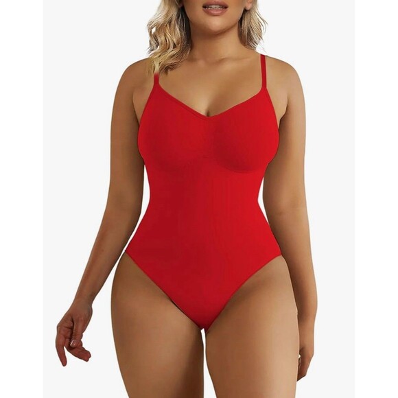 SHAPERX Women's Shapewear Bodysuit Tummy Control Body Shaper Seamless, Red, XS - Picture 1 of 5